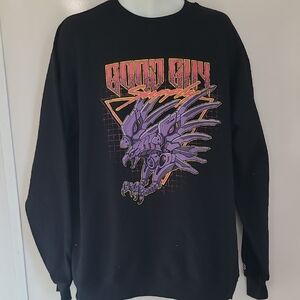Champion Black Crewneck Sweater with Purple Graphic